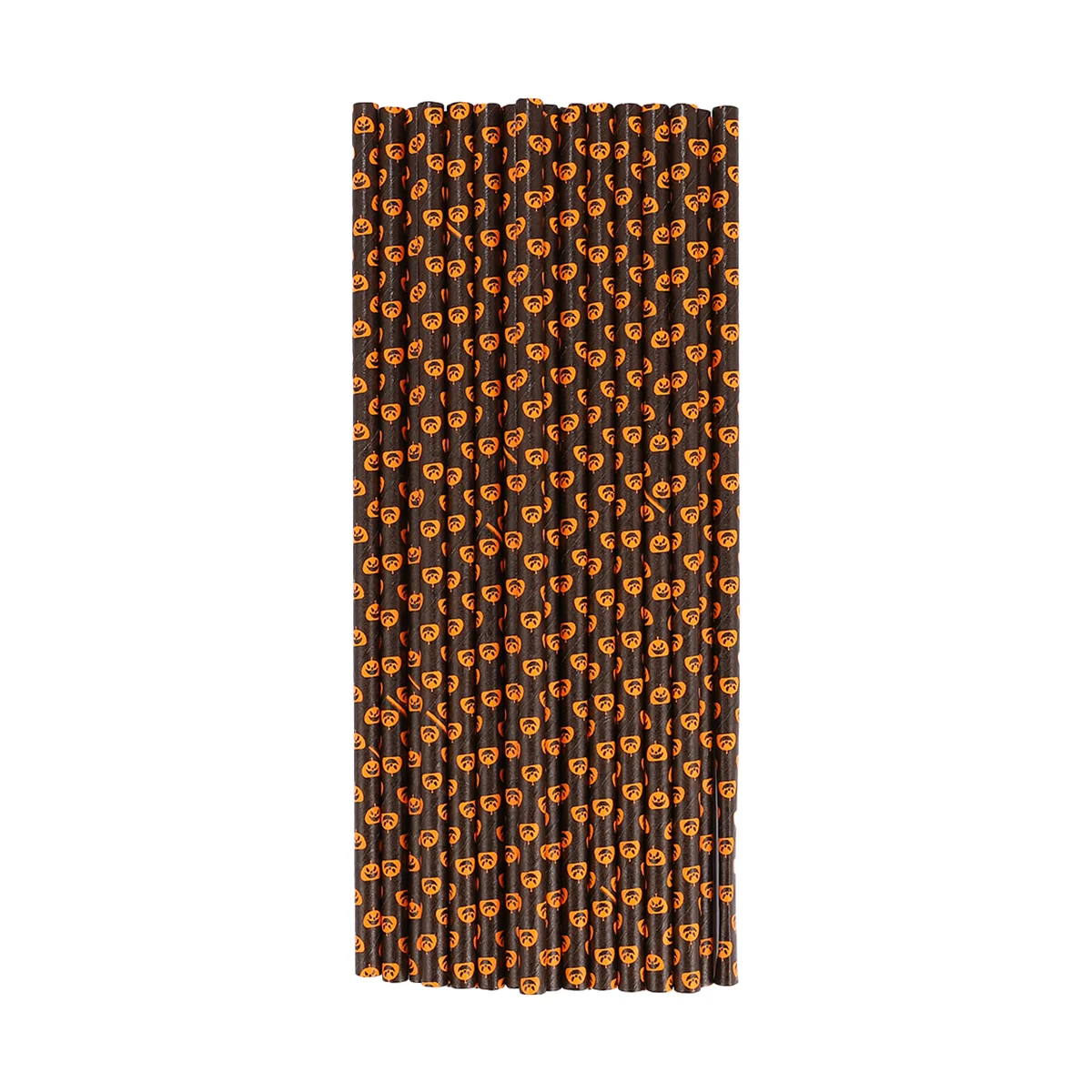 125 Pcs Halloween Pumpkin Straws Degradable Paper Drinking Disposable for Party