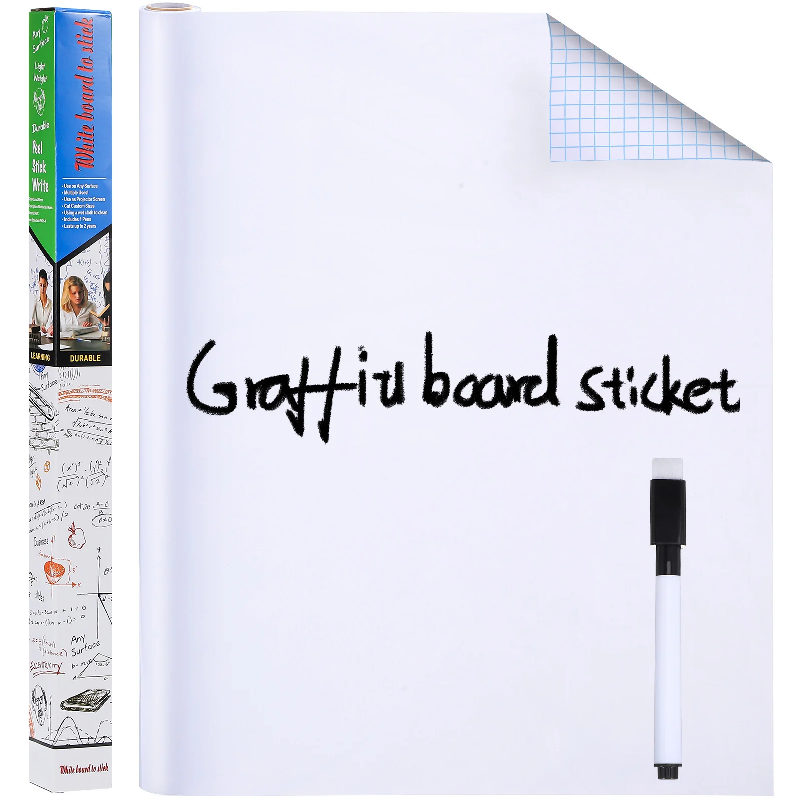 2 Rolls Whiteboard Wall Stickers Dry Erase Board White Board Wallpaper Roll Adhesive White Board For Wall extra thick blackboard stickers thick rewritable remove children graffiti teaching students wall stickers green board whiteboard