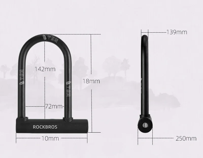 Description Picture 3 of itemROCKBROS Chinese Style Bicycle Locks U Shape Electric Scooter Padlock Anti-theft Bike Lock Cable Set MTB Road Bike Accessories