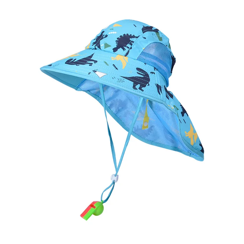 Kids Bucket Hat with Whistle Outdoor Cute UV Protection Beach Cap Boy Girl Summer Hat Breathable UV Protection 6