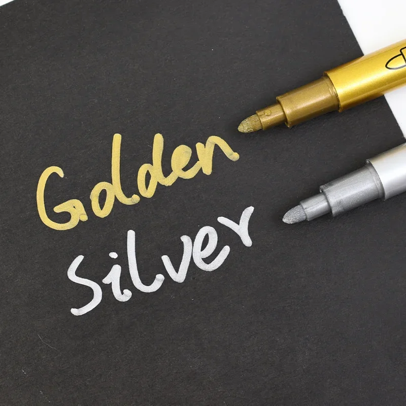 금속 마커 펜 브러시 팁 하이라이트, 골드 실버 하드 펜촉 드로잉 페인트, DIY 종이, 컵, 장난감에 영구 수제, 1-5 개