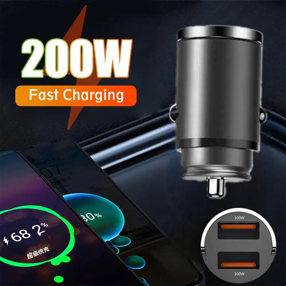 100 واط شاحن سيارة أخف PD شحن سريع USB نوع C سيارة مهايئ شاحن الهاتف آيفون 15 14 13 شاومي هواوي سامسونج
