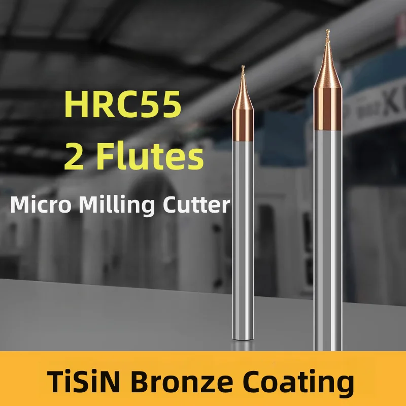 

HRC55 2f Micro Square End Mill D4mm Solid Carbide Tungsten Steel CNC Router Bit TiSiN Coated Mini Flat Milling Cutter L50mm