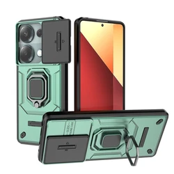 Xiaomi Redmi Note 13 Pro 4G Armor Case with Slide Camera Lens Protection & Ring Stand for RM Note 13 Pro 4G (Green)