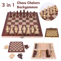 Free Shipping 29x29cm 3 in 1 Chess Chekers Backgammon Developing Strategic Thinking Foldable Chess Board Best Gifts Family Games 1