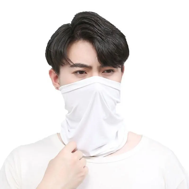 Summer Ice Silk Face Mask Outdoor Cycling Face Cover UV Protection Breathable Neck Warmer Scarf Ear Motorcycle Bandana Facemask