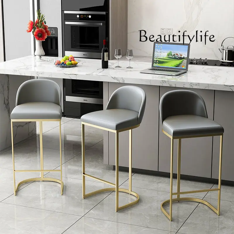 Nordic Simple Bar Chair Hotel Bar Cafe Backrest High Chair