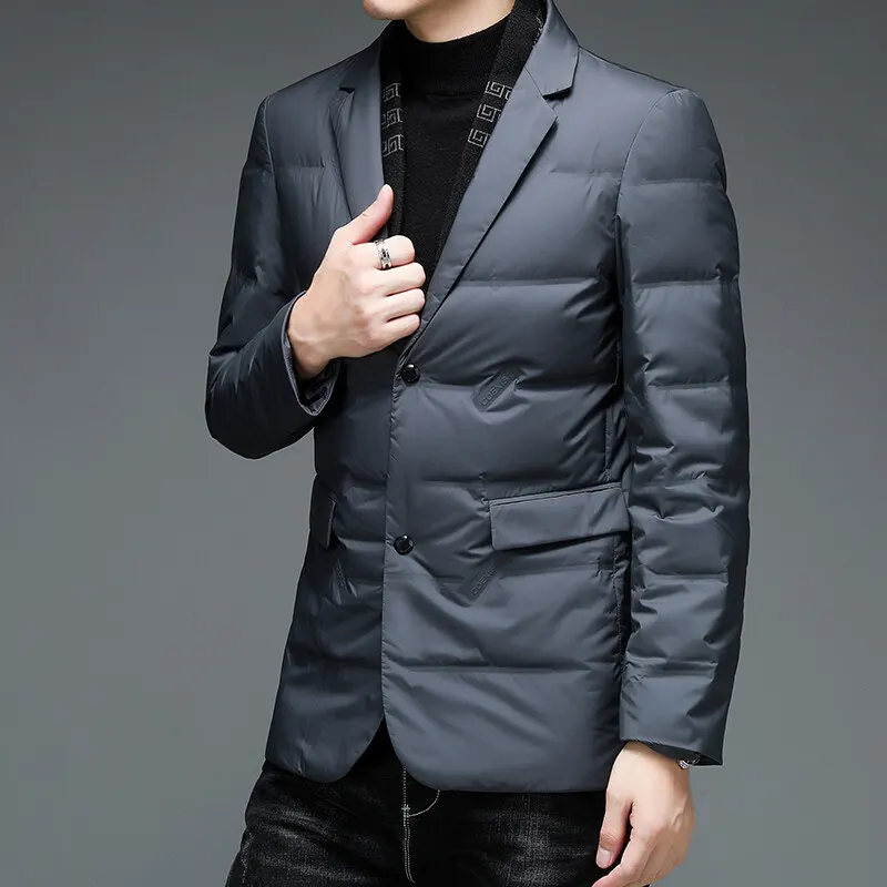 Men's down jacket scarf collar down jacket middle-aged dad middle-aged suit plus fat M-6XL high quality fashion coat