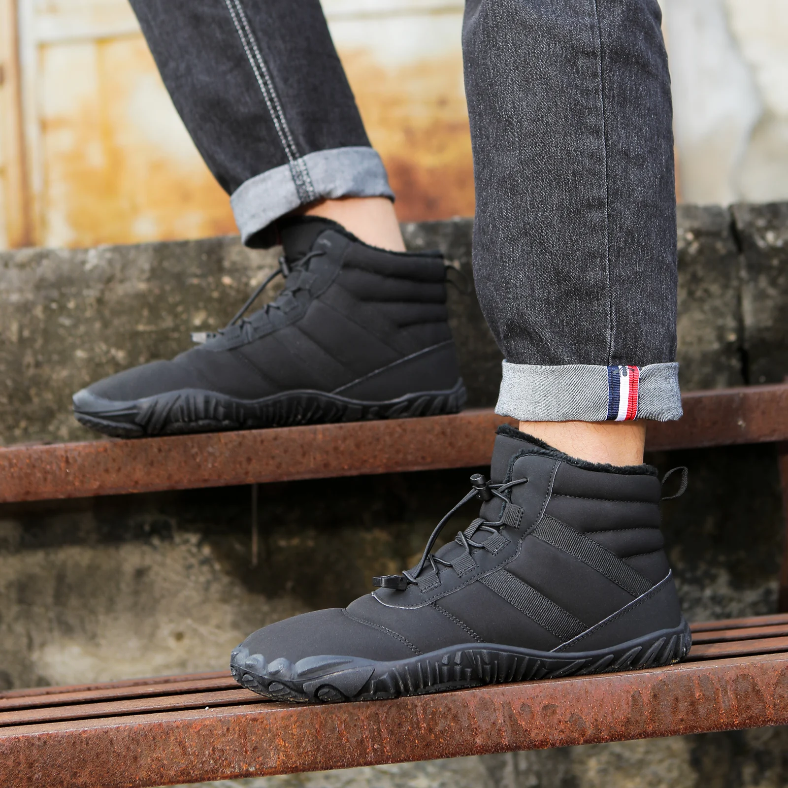 Men's Warm Winter Snow Boots Wide Toe Box Barefoot Boots