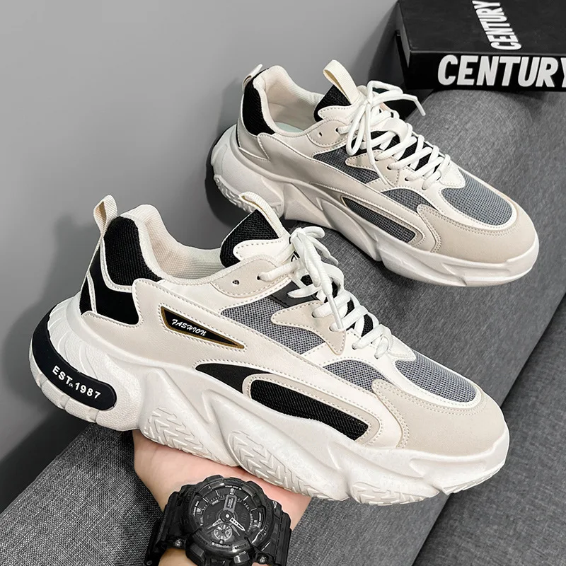 

2024 New Men's Four Seasons Casual Shoes Thick Sole, Wear Resistant, Anti Slip Sports Shoes, Low Top Mesh Surface, Breathable