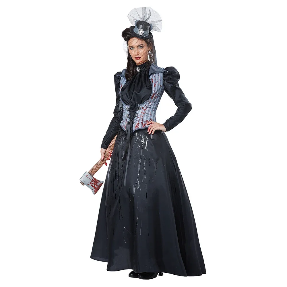 

New Devil murderess costume Adult Women's Killer Dress Masquerade Party Dress Earl Queen halloween costumes for women