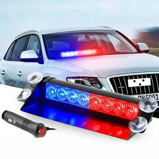 8 LED Universal Car Strobe Light Flasher Vehicle Windshield Flashing Warning Signal Lamp Red Blue Police Emergency lights 12V 2