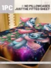 1 cartoon cute Stitch pattern digital printed frosted Fitted Sheet,bedroom printed bed cover,bedding(No pillowcase) 2