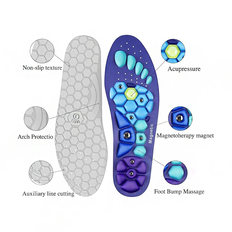 EVA Orthopedic Acupoint Massage Insoles with Magnetic Technology Arch Support Gel Shoe Insert Improved Blood Circulation Unisex