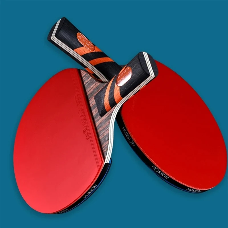 Professional Table Tennis Racket Set - Walnut Finish with Inner Carbon Layers (2 Paddles)