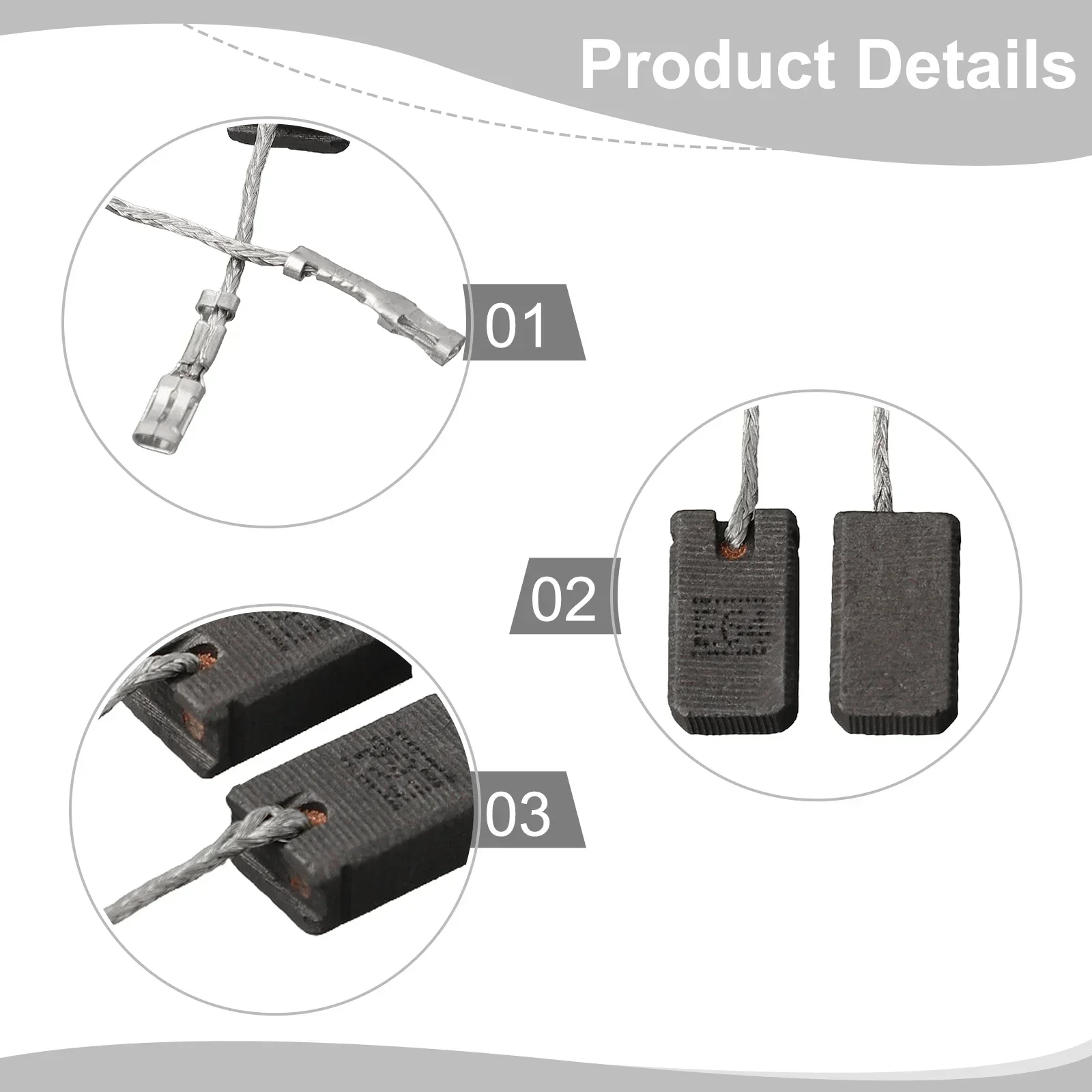 2 Pieces Carbon Brushes For 1200W Angle Grinder GWS12-125S/GWS12-150SE64 Self-stop Angle Grinder Replacement Carbon Brushes 6X10