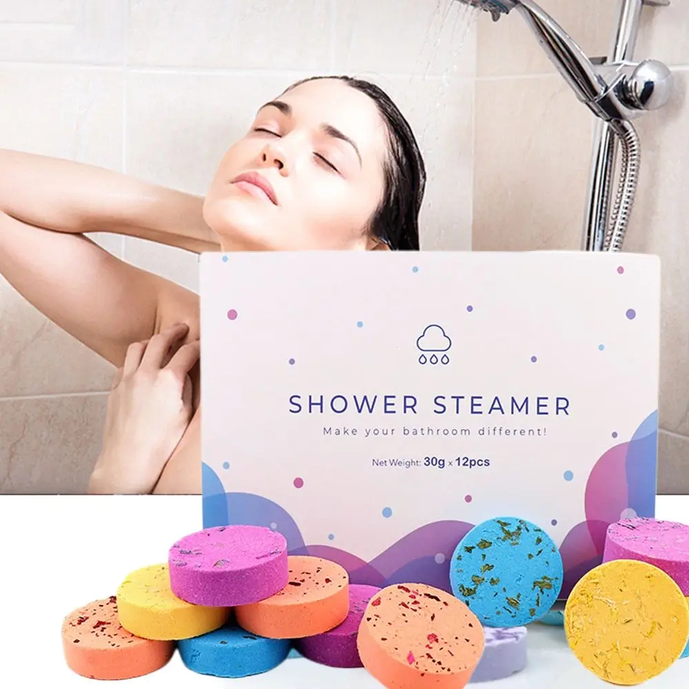 12pcs/box Shower Steamers Aromatherapy Bath Bombs Tablets with