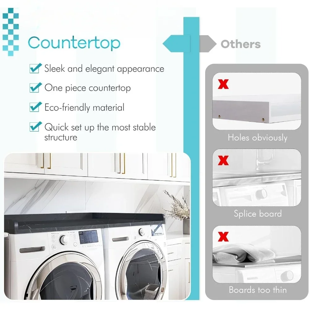 Washing Machine, Dryer Countertop and Shelves Set,  Automatic Laundry Washer 5