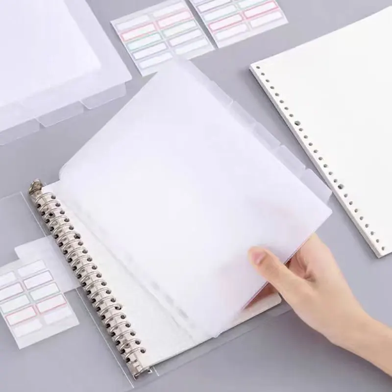 6Pcs/Set A4/B5/A5 PP Binder Index Separator Divider Pages for Loose-Leaf Notebook Scrapbook Tabs Planner Index Page Bookmark