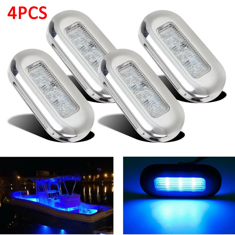 

4Pcs 12V Waterproof Marine Boat Transom LED Stern Light Round Cold White LED Tail Lamp Yacht External Lighting