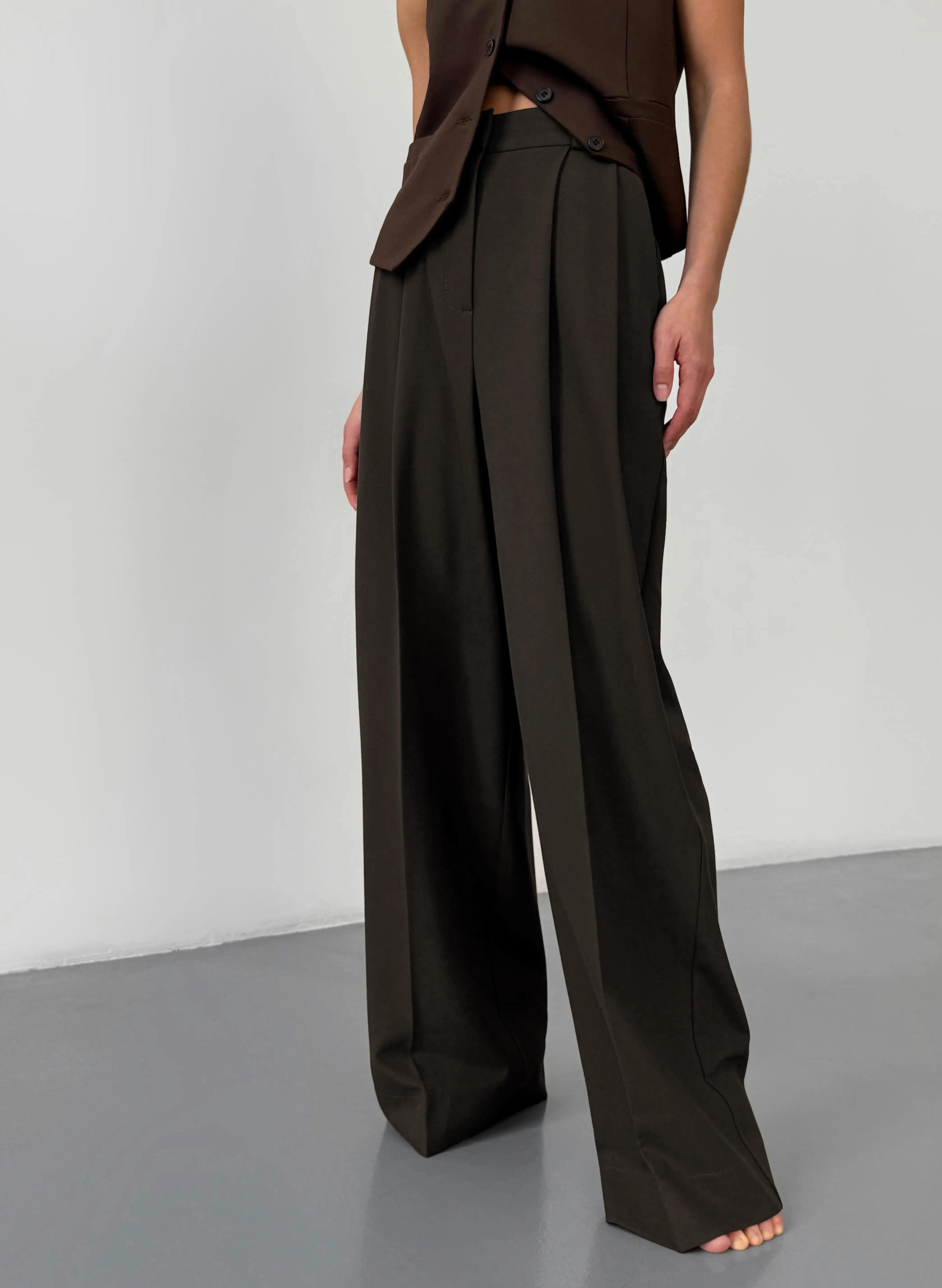 Bornladies Women's Wide Leg Pants Spring Summer New Solid Color Fashion High Waist Trousers Office Lady Chic Loose Suit Pants