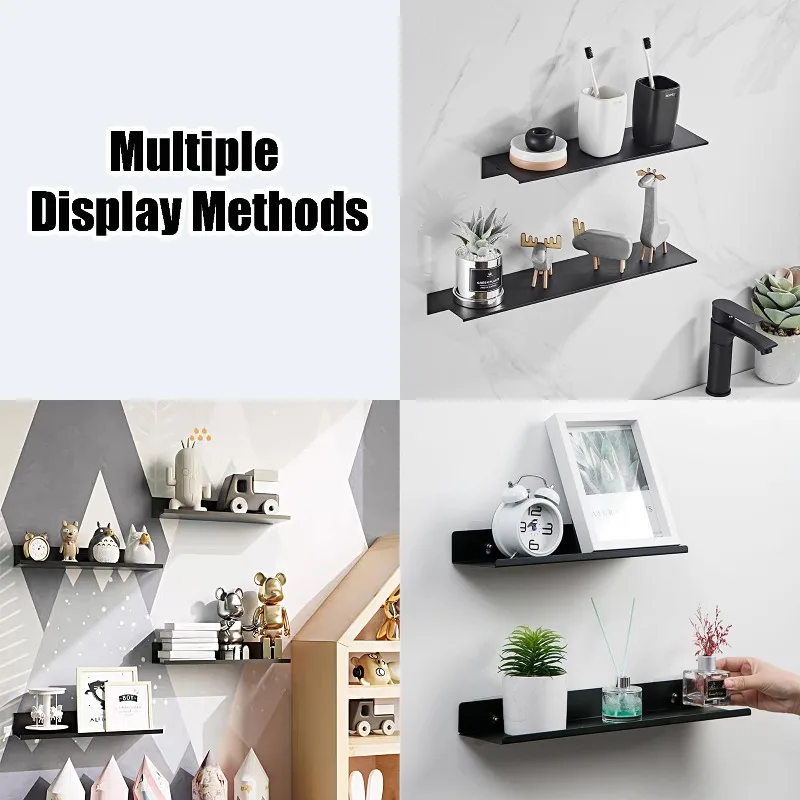 Scaffali da Bagno per Organizzazione e Stoccaggio 15/20/30/40/50cm 1 pezzo 1 Pezzo Scaffale Moderno per Cucina, Doccia e Bagno, Nero, da Parete - immagine 6