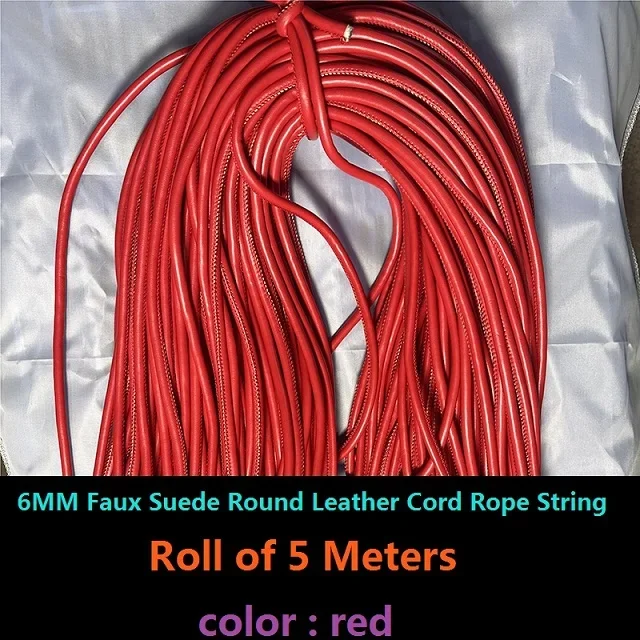 Cords Craft Round Leather Cord for Jewelry Making Bracelets Necklace DIY  Crafts and Hobby Projects Strings 6 mm Roll of 5 Meters