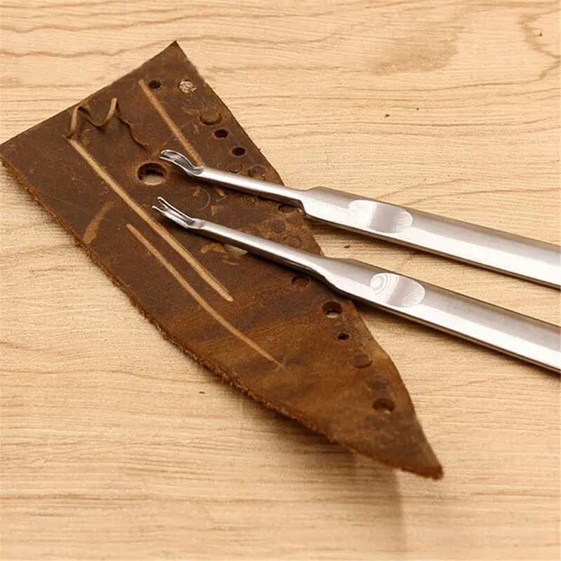 2pcs/set Leather Leathercraft Tool Kit Stitching U+V Shaped Groover Skiving Edge Beveler Leather Tool