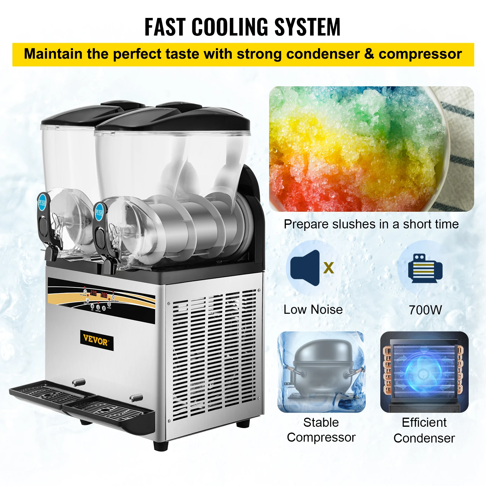 VEVOR Commercial Slushy Machine 15Lx2 Tank Margarita Maker 1000W Stainless Steel Smoothie Frozen Drink Maker for Supermarkets 5
