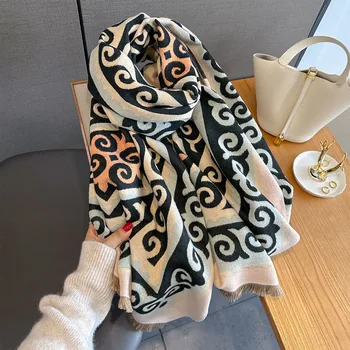Sciarpe di cashmere Nuova semplice sciarpa retrò Designer di lusso Autunno Inverno Donna Spessore caldo Scialle Avvolgente Poncho Echarpe Foulard Stole 1