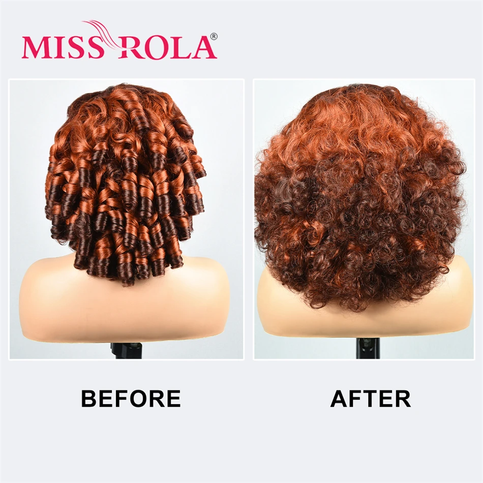 Miss Rola 12a Klasse 250% Dichte 13x4 federnde lockige Spitze Front Perücken 100% menschliches Haar birmanisches Haar Perücke Ombre Highlights braun 99j – Detail 5