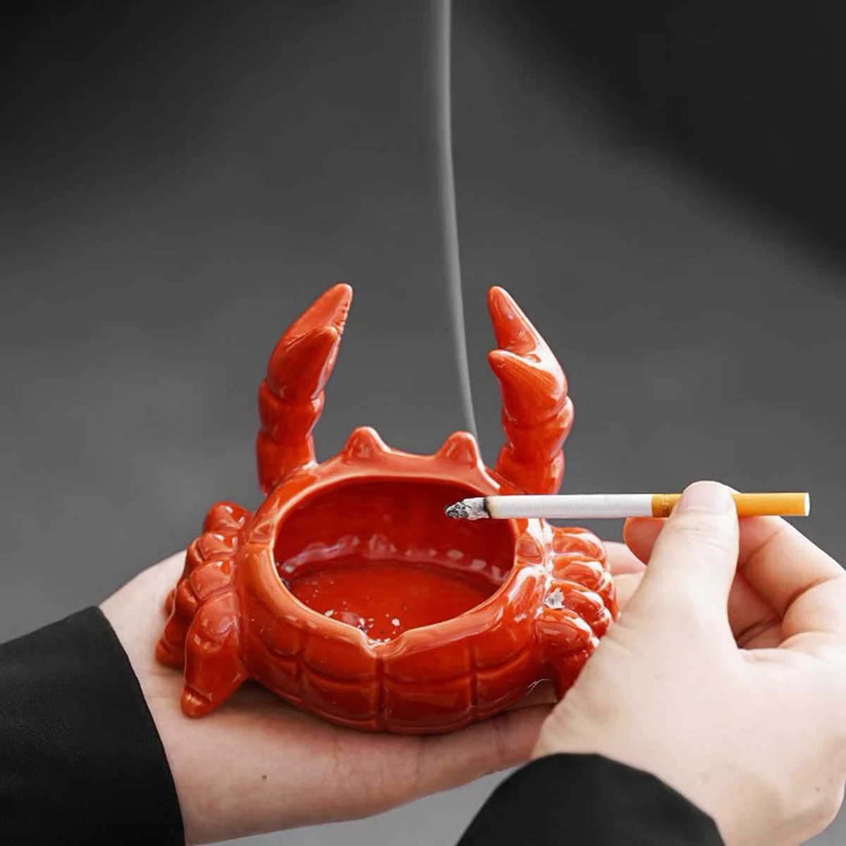 Ceramic Ashtray 1pc Crab Ceramic Ashtray Small Tea Pet Office Home Living Room With Cover Fly Ash Cute Decoration