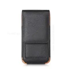 Universal Leather Phone Pouch with Belt Clip and Card Holder - iPhone 15 Pro (Black)