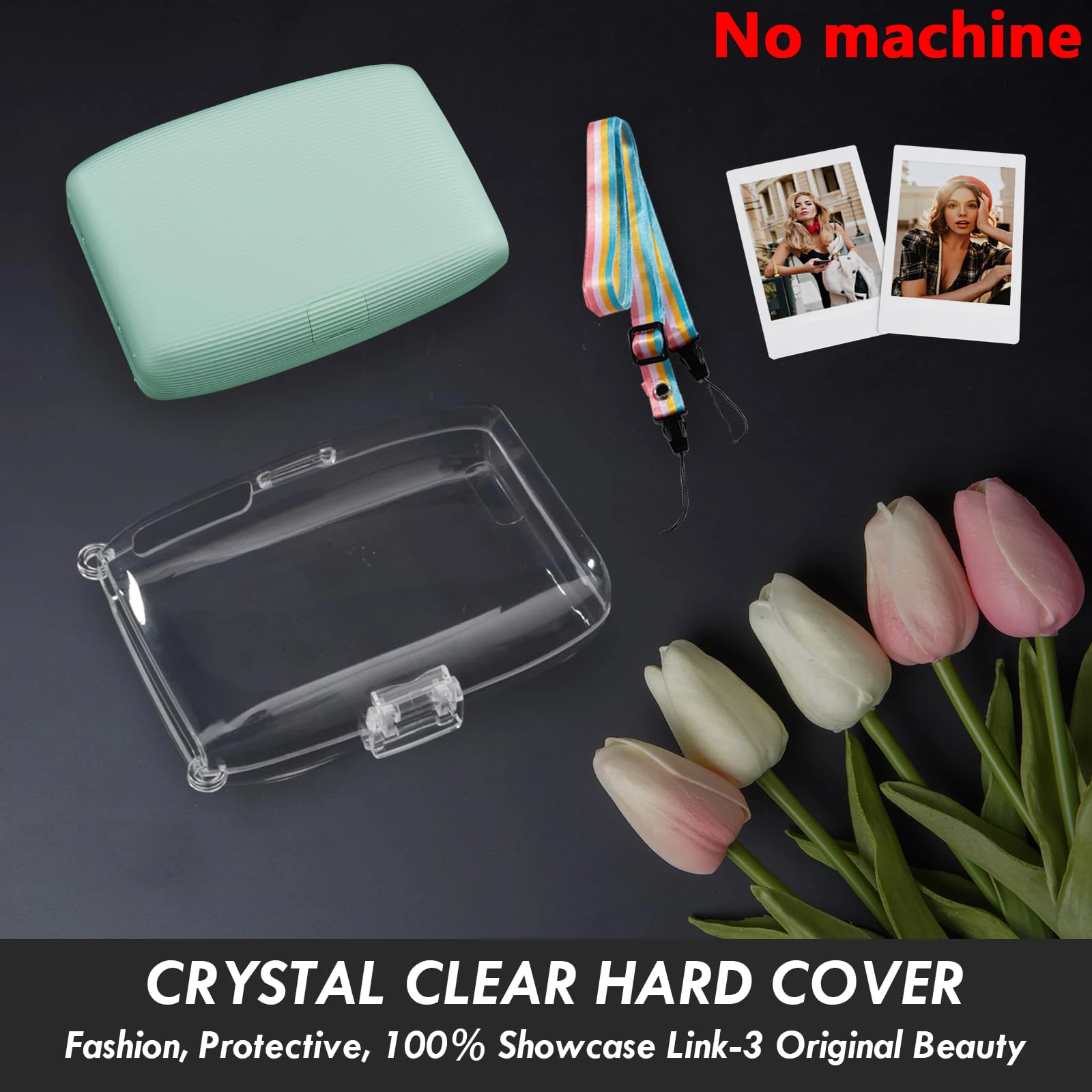 Storage Bags 1pc Printer Protective Hard Case for instax Mini Link 3 Transparent Case + Rainbow Shoulder Strap