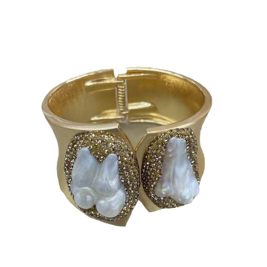 Vintage Natural Baroque Pearl Bracelet Fashion Light Luxury Open Bracelet Accessories For Women 6