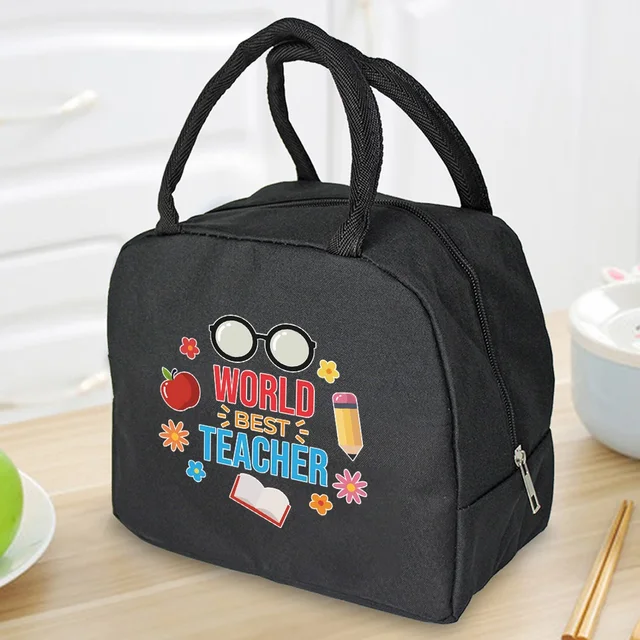 Insulated Lunch Bag  Zipper Cooler Tote Thermal Bag Lunch Box  Canvas Food Picnic Lunch Bags for Work Handbag Teacher Pattern 4Teacher018