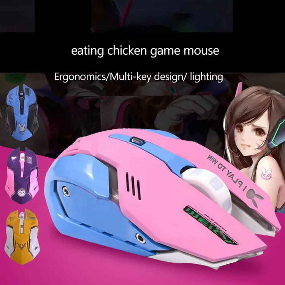 Pink Light-Emitting Wired Gaming Mouse for Girls - Cute Office Mouse