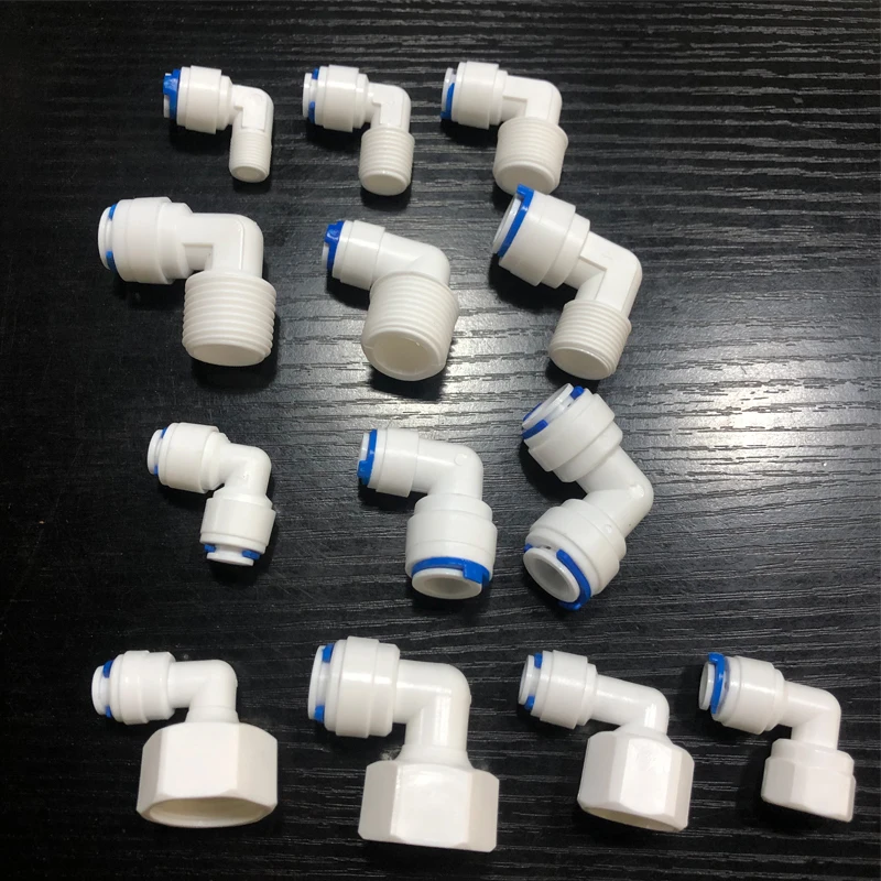 1/4" 3/8" OD Hose Tube 1/2" 3/8" 1/2" thread Reverse Osmosis Aquarium Quick Fitting RO Water Elbow Plastic Pipe Coupling Connect Hose Pipe Fitting