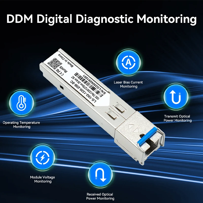 10G BIDI SFP+ Module SC 1270/1330nm Single Mode 0-20KM Fiber Optic Transceiver Module Compatible HORACO Switch