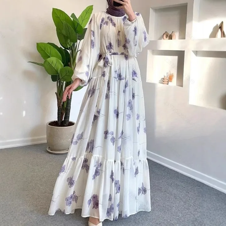 chinese dress ladies Elegant Kaftan Maxi Dress & Hijab Set - Premium Modest Wear main image 1