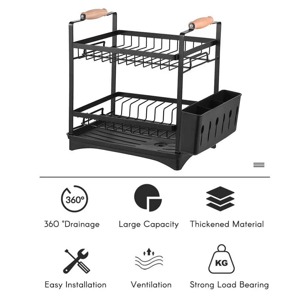 

Dish Drying Rack Kitchen Supplies Dish Storage Drain Rack Multifunctional Double-Layer Dish Filter Rack Kichen Tools Organizer