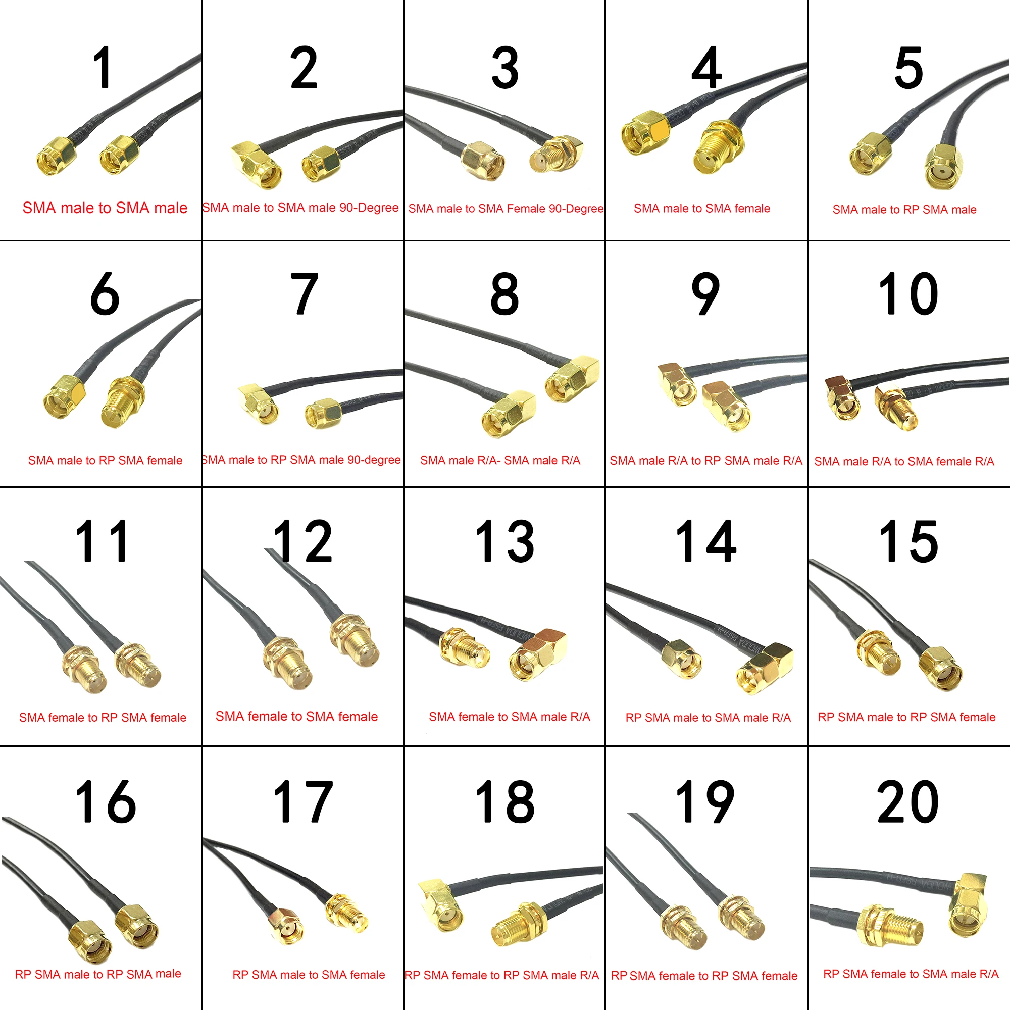 SMA Wifi Extension Cable Kit SMA maschio a femmina Cavo SMA Wifi Extension Cable Kit SMA maschio a femmina Cavo
