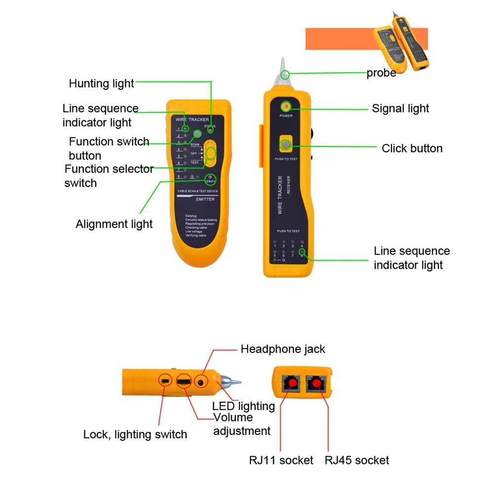 Multi-purpose Network Telephone Signal Wire Finder Checking Instrument Cable Detector Line Meter Line Finder Patrol Tester network cable tester