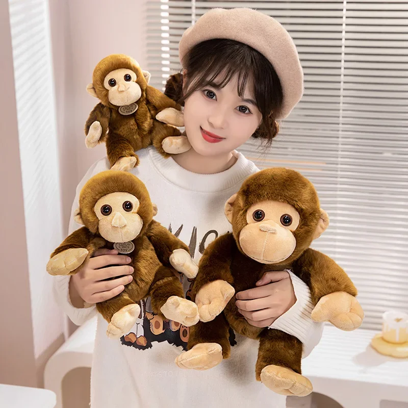 New 1pc Lifelike 17cm/30cm Simulation Monkey Doll Funny Plush Toys Soft Wild Animals Appease Doll Creative Birthday Gift