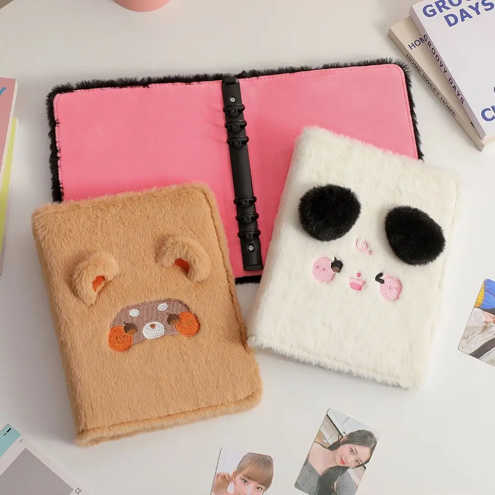 이너 페이지 리필 고양이 곰 카드 앨범 커버, 느슨한 잎 사진 카드 거치대 컬렉션 북 커버, 푹신한 6 홀