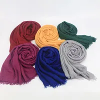 Women Cotton Linen Scarf Hijabs Solid Color Pashmina Scarves Shawls Wraps Foulard Headband 1