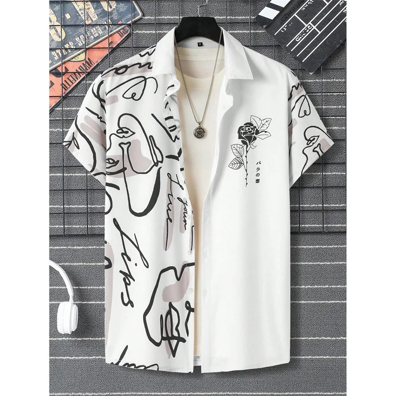 thumbnail image 1 of Camisa hawaiana con estampado de ovni y cohete para hombres y mujeres, blusa con estampado 3D de abstracción artística, camisas hawaianas holgadas de manga corta con solapa para niños, 1 of 4