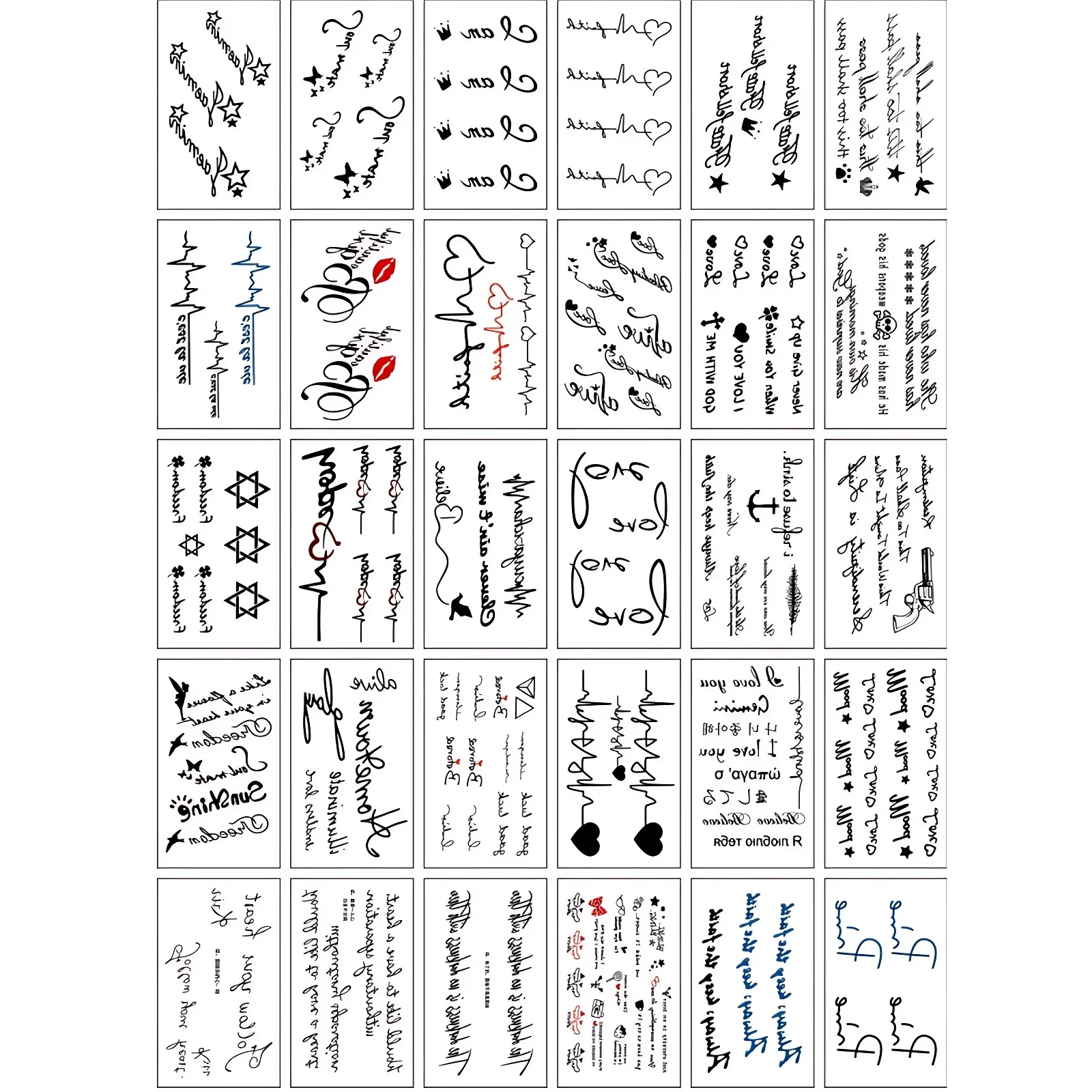 60pcs/set Temporary Tattoos Adhesive Men Boys Chinese Letters Totem English Word Sentences Waterproof Tattoo Sticker Wrist Hand