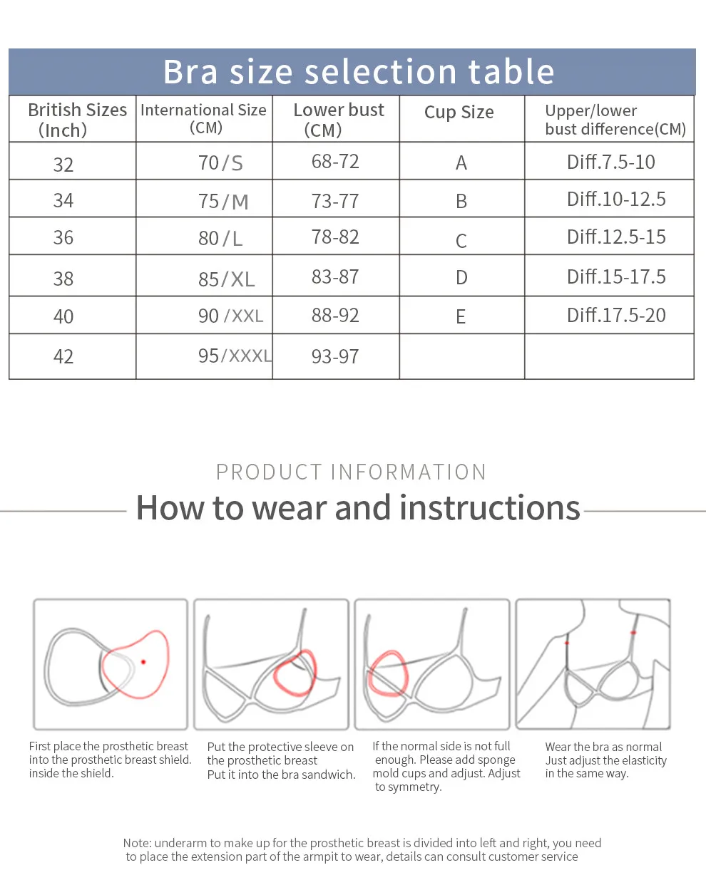 Seamless Prosthetic Breast Bra - Lightweight Mastectomy Bra