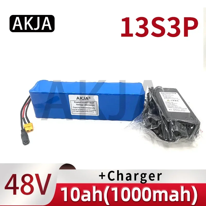 

48V 10000Ah 18650 13S3P lithium ion battery scooter battery 48v 10ah electric bicycle battery XT60 plug 48V2A charger